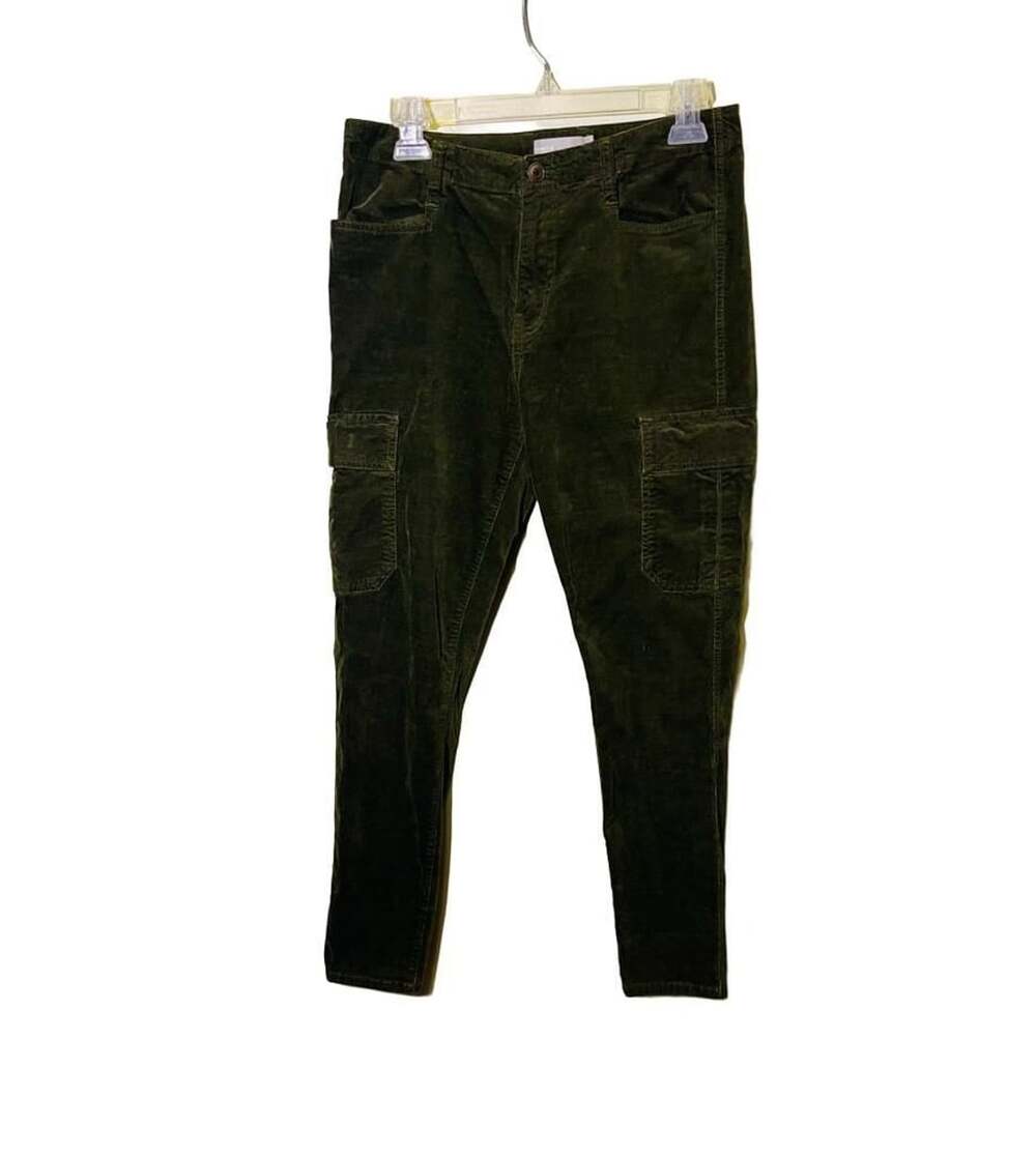 VINCE Olive Green Corduroy Cargo Pants Size 6 Utility Skinny Stretch Cotton Flat